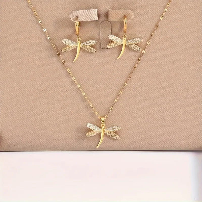 Gold Dragonfly Jewelry Set | Copper 1