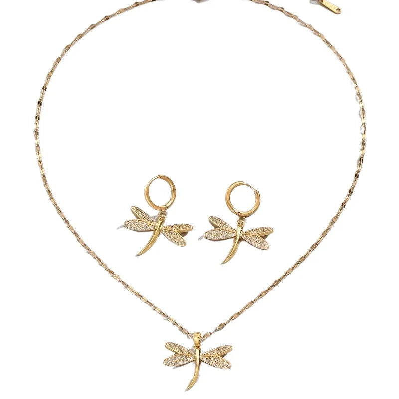 Gold Dragonfly Jewelry Set | Copper 4