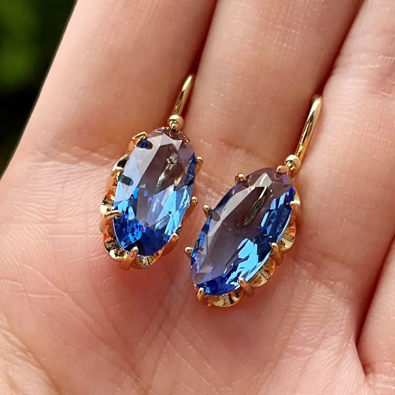 Golden Blue Bloom Earrings | Gold 0