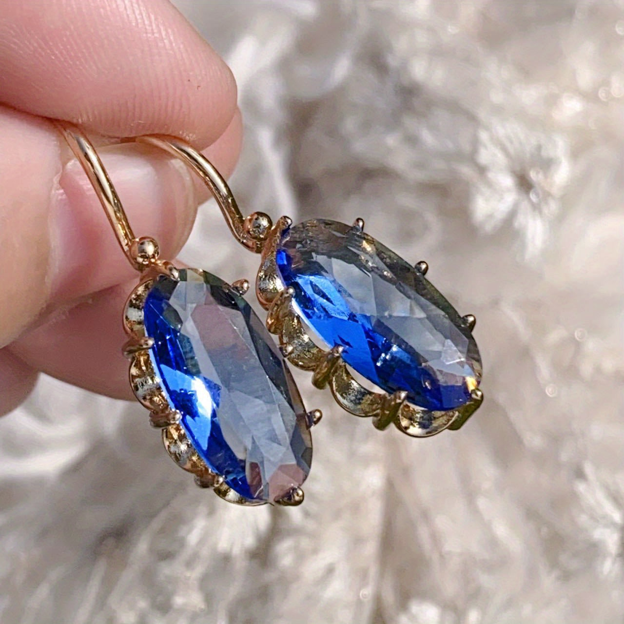 Golden Blue Bloom Earrings | Gold 1