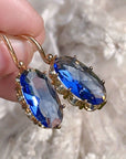 Golden Blue Bloom Earrings | Gold 1