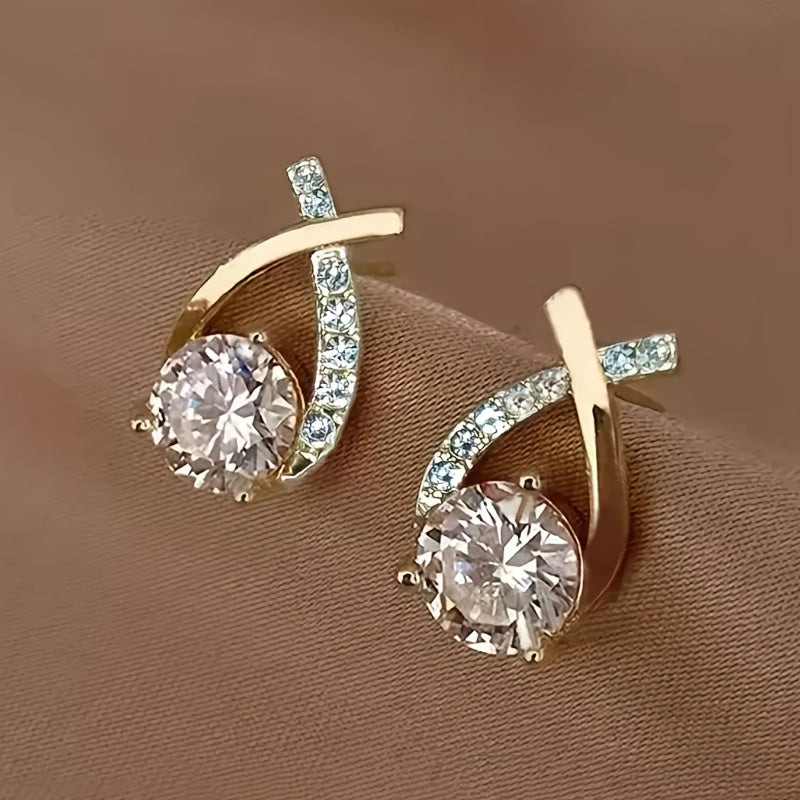 Golden Cross Zirconia Earrings | Gold 0
