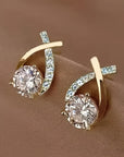 Golden Cross Zirconia Earrings | Gold 0