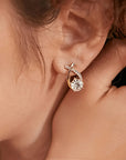 Golden Cross Zirconia Earrings | Gold 2