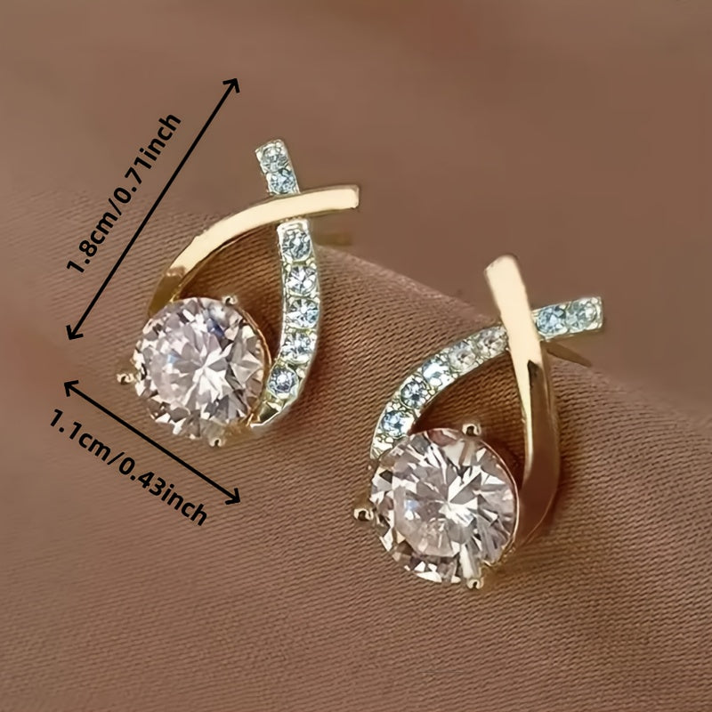 Golden Cross Zirconia Earrings | Gold 3