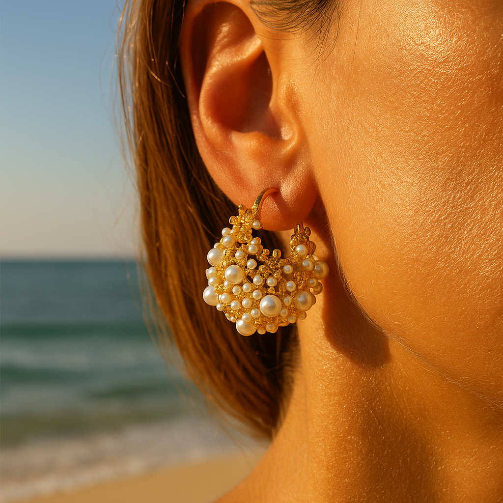 Golden Dawn Pearl Earrings | Gold 2