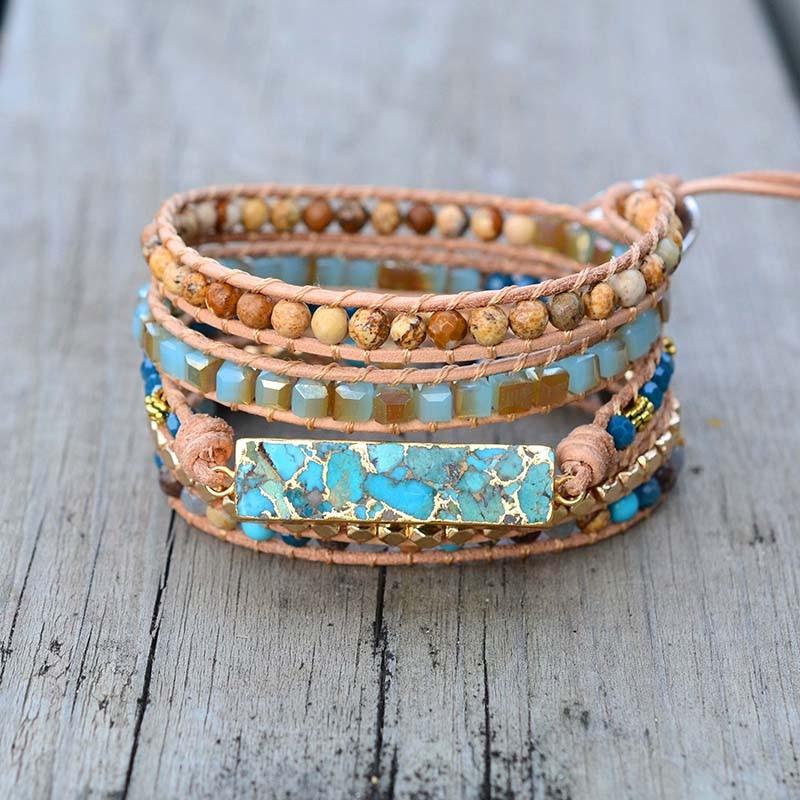 Golden Ocean Turquoise Bracelet | Natural Stone 0