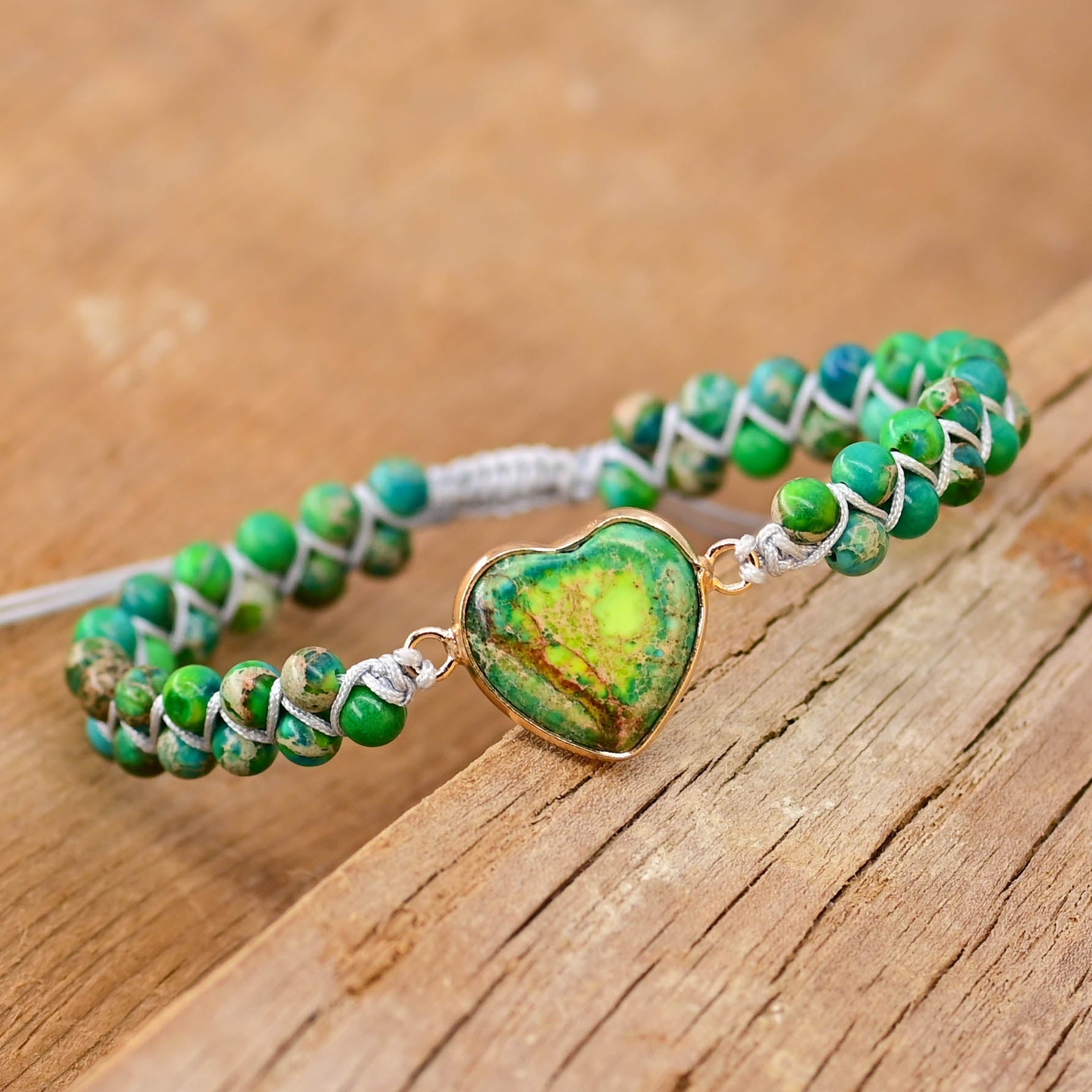 Green Jasper Love Bracelet | Vegan Leather 0