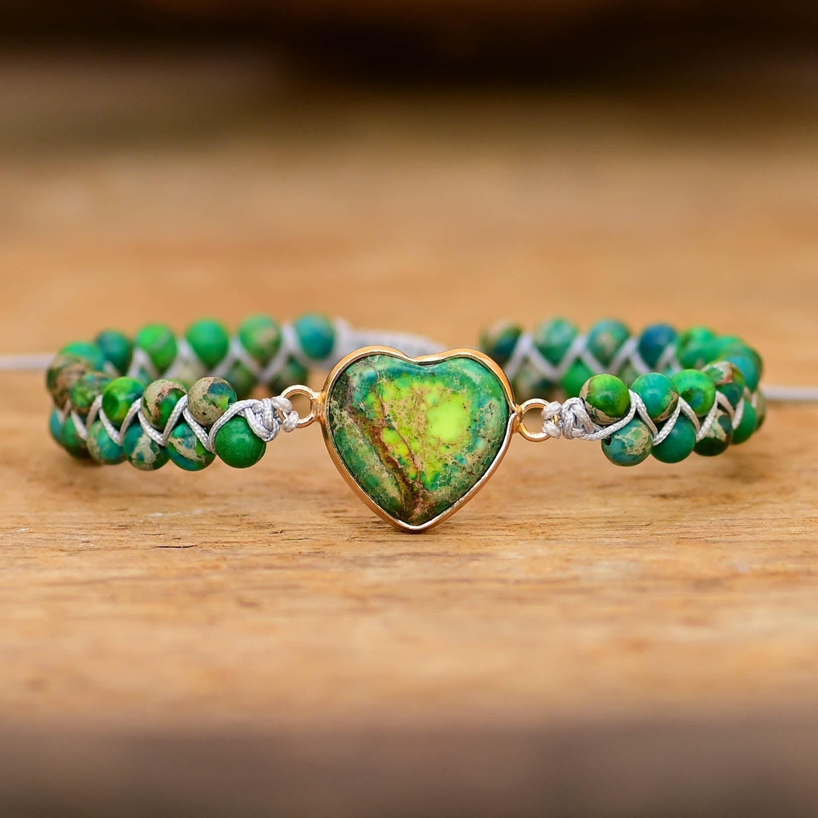 Green Jasper Love Bracelet | Vegan Leather 1