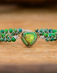 Green Jasper Love Bracelet | Vegan Leather 1