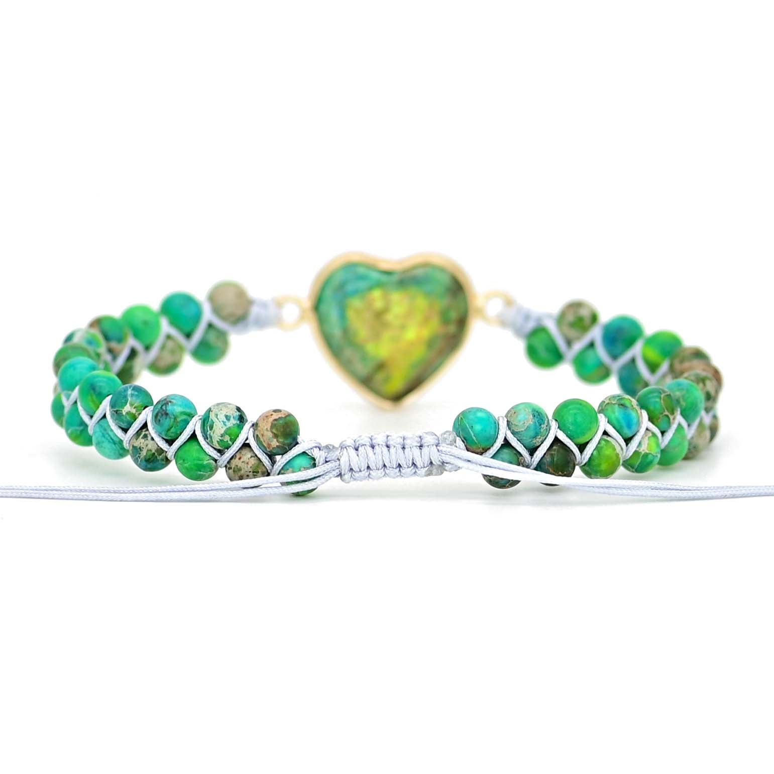 Green Jasper Love Bracelet | Vegan Leather 4