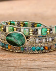Green Mica Wrap Bracelet | Genuine Leather 1