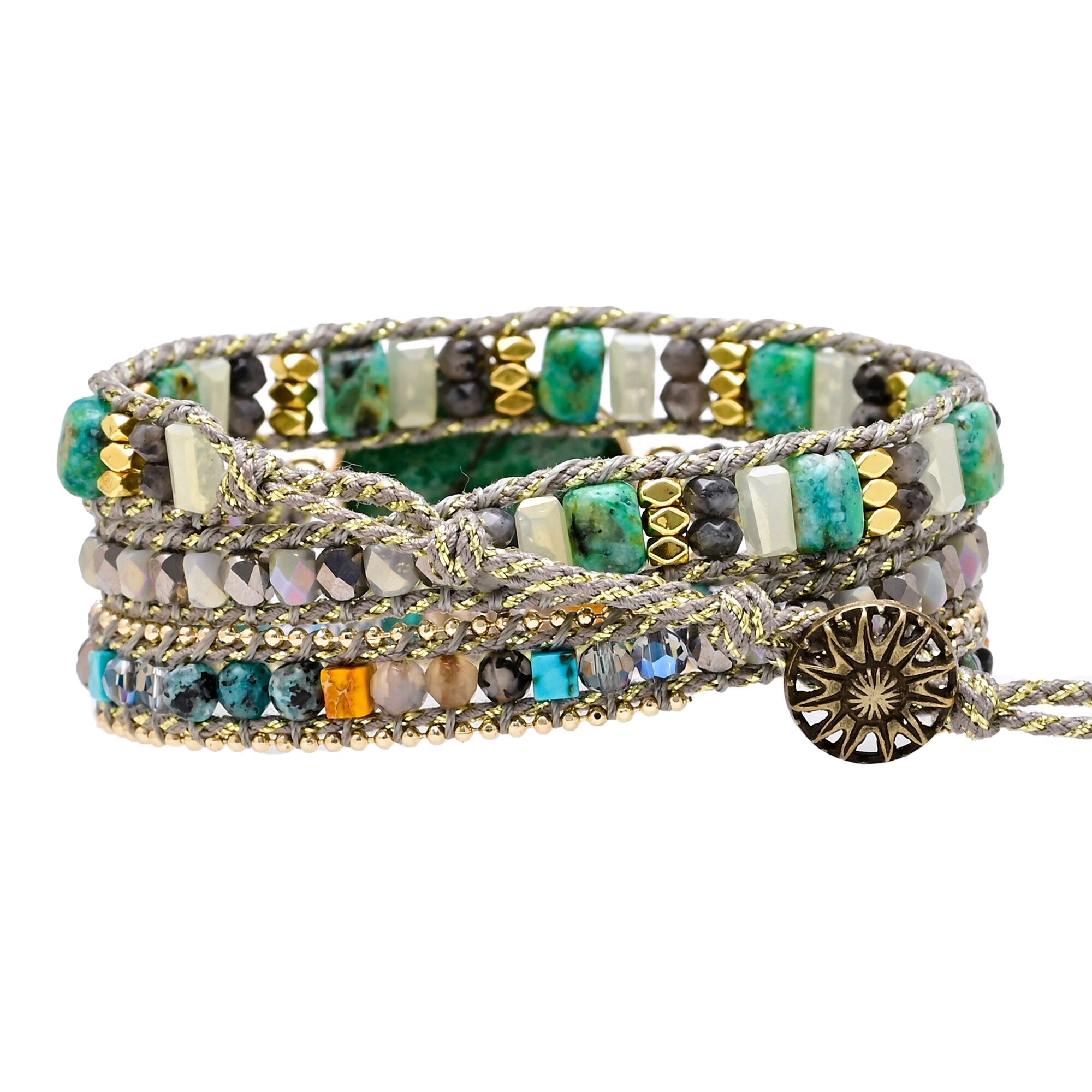 Green Mica Wrap Bracelet | Genuine Leather 5