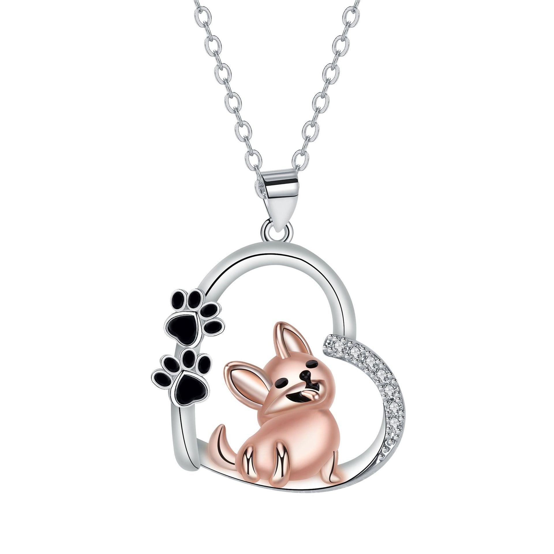 Heart-shaped Dog Pendant Necklace | Silver 2