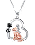 Heart-shaped Dog and Girl Necklace | Silver 0