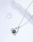 Heart Paw Print Necklace | Silver-plated Alloy 1