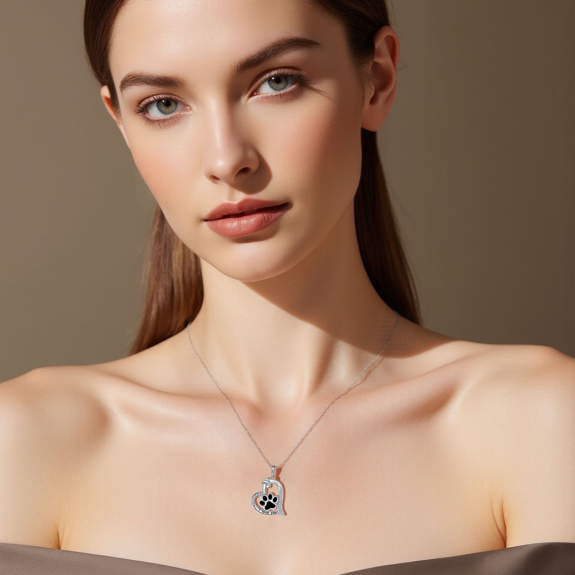 Heart Paw Print Necklace | Silver-plated Alloy 2