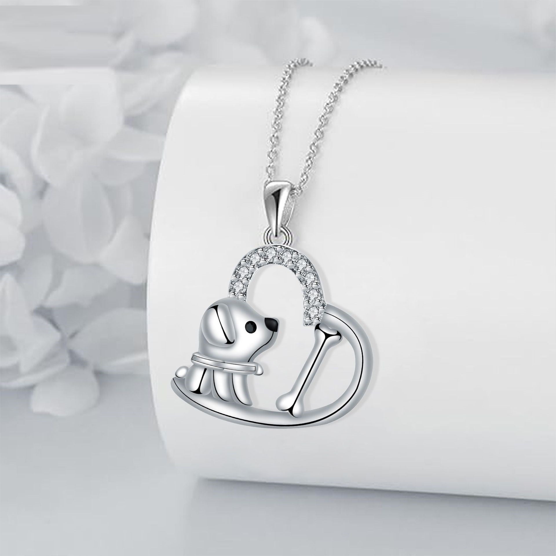 Heart Pendant Dog Necklace | Silver 1