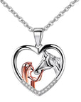 Heart Zircon Girl and Horse Necklace | Gold-Plated 4