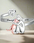 Heartfelt Dog Ring | 925 Sterling Silver | Adjustable Dog Jewelry 0