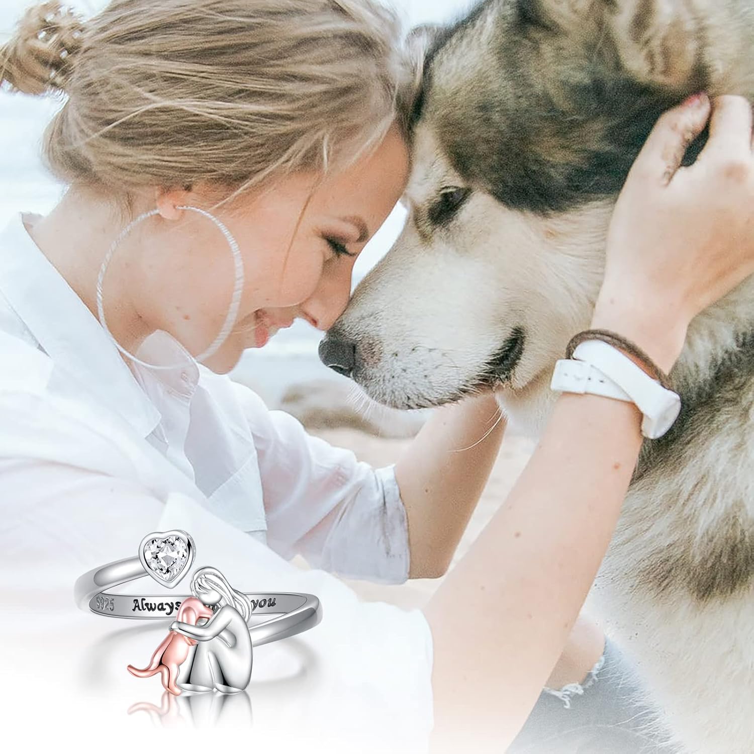Heartfelt Dog Ring | 925 Sterling Silver | Adjustable Dog Jewelry 1