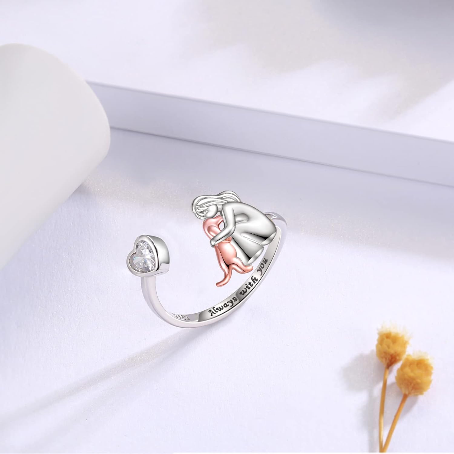 Heartfelt Dog Ring | 925 Sterling Silver | Adjustable Dog Jewelry 3