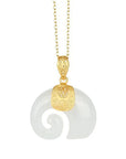 Hetian Jade Elephant Pendant Necklace | Gold Plated 7