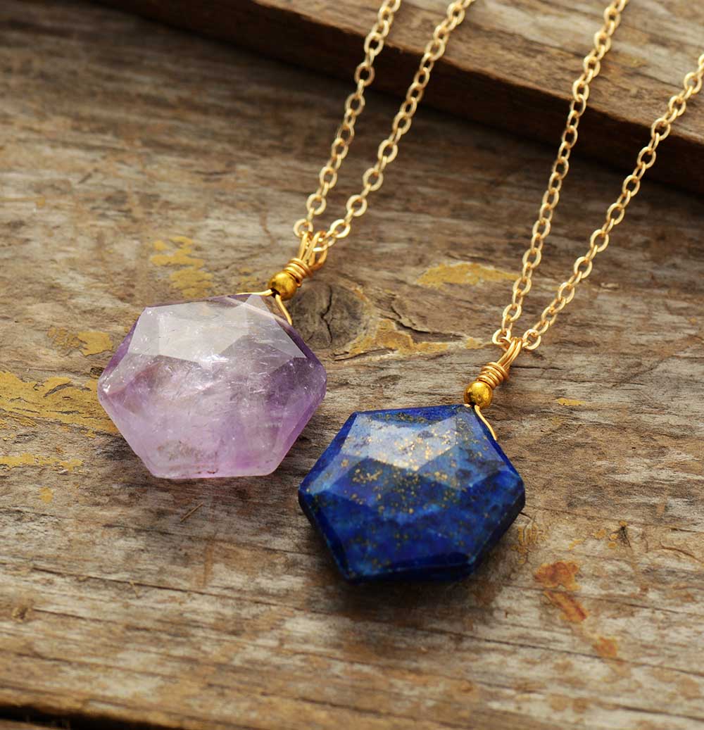 Hexagon Pendant Necklace | Gold Plated 5