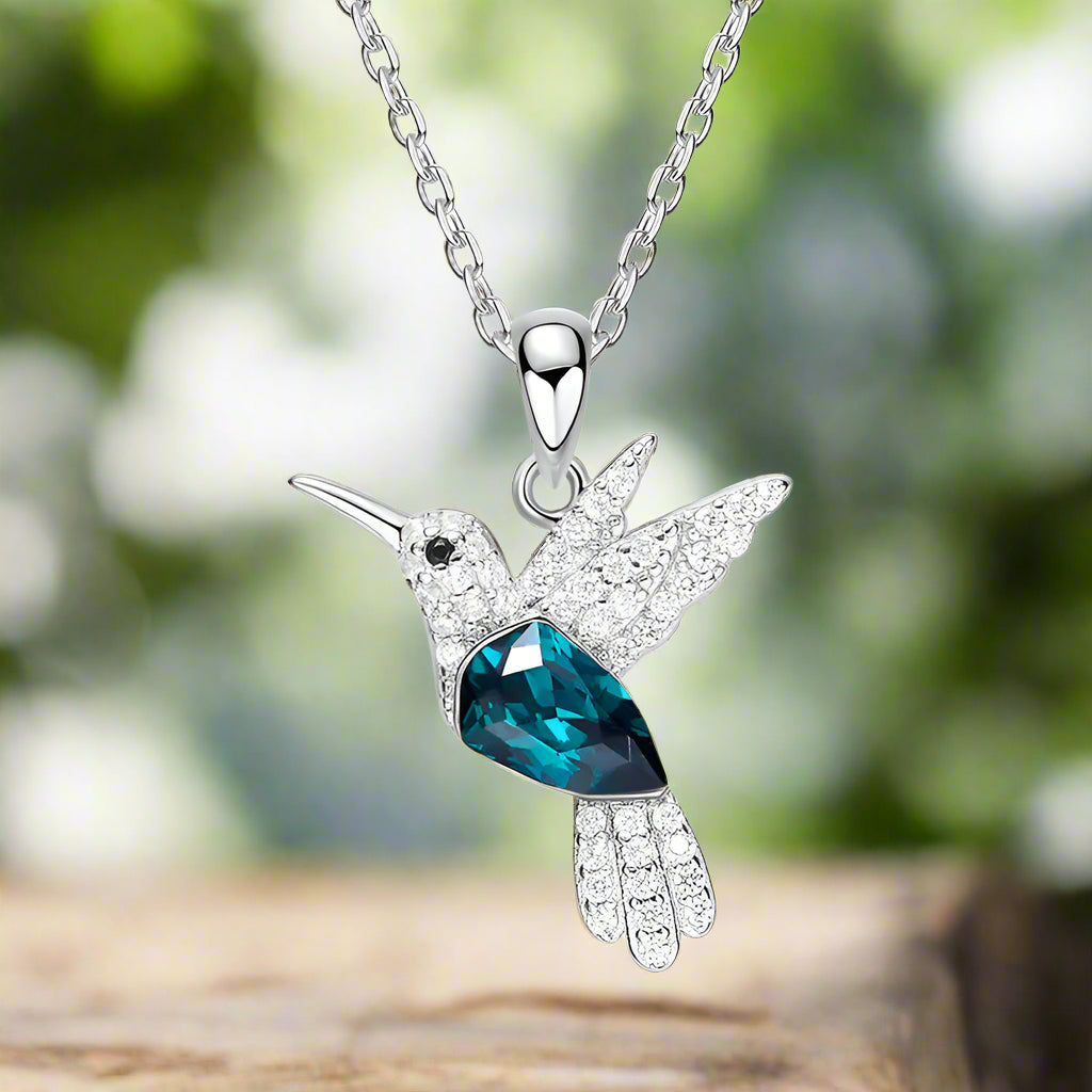 Hummingbird Aura Necklace | Zirconia Jewelry | Nature-Inspired Accessory | Elegant Gift for Her 0