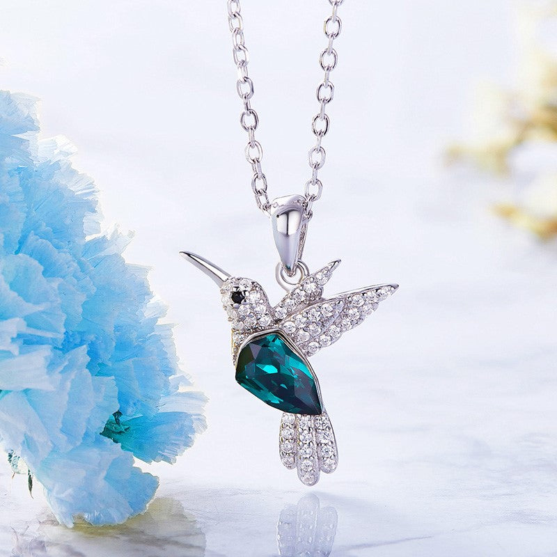 Hummingbird Aura Necklace | Zirconia Jewelry | Nature-Inspired Accessory | Elegant Gift for Her 2