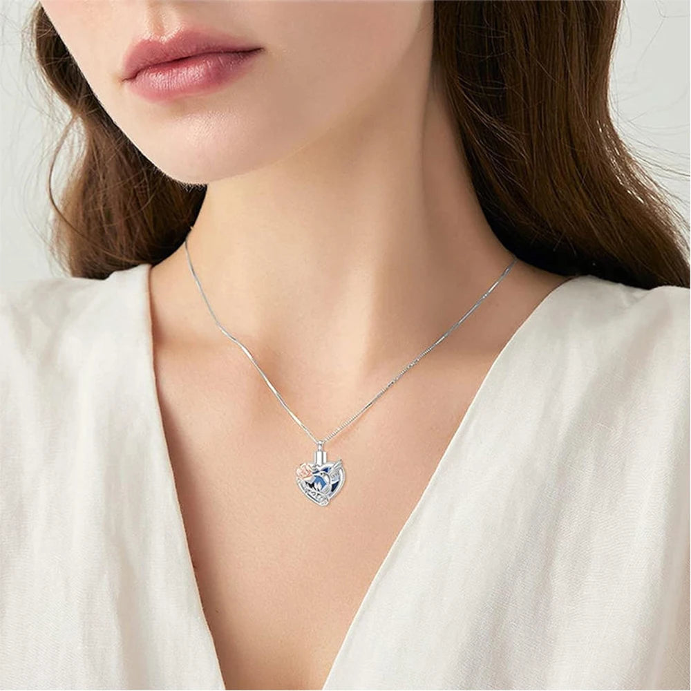 Hummingbird Heart Urn Necklace | Stainless Steel 2