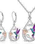 Hummingbird Necklace Set | Silver-tone Alloy 4