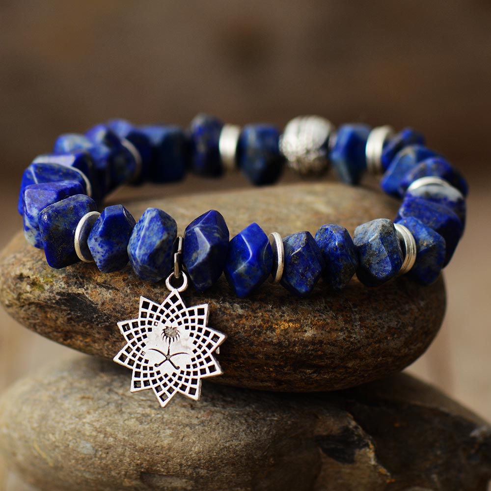 Illustrious Sunburst Charm Bracelet | Lapis Lazuli and Amethyst 4