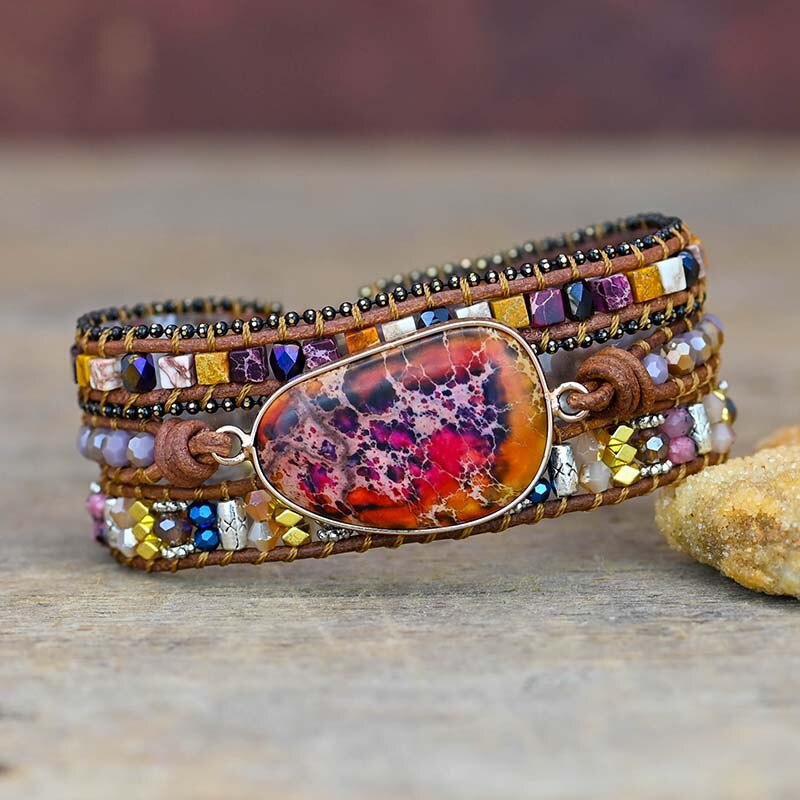 Imperial Jasper & Agate Wrap Bracelet | Alloy 1