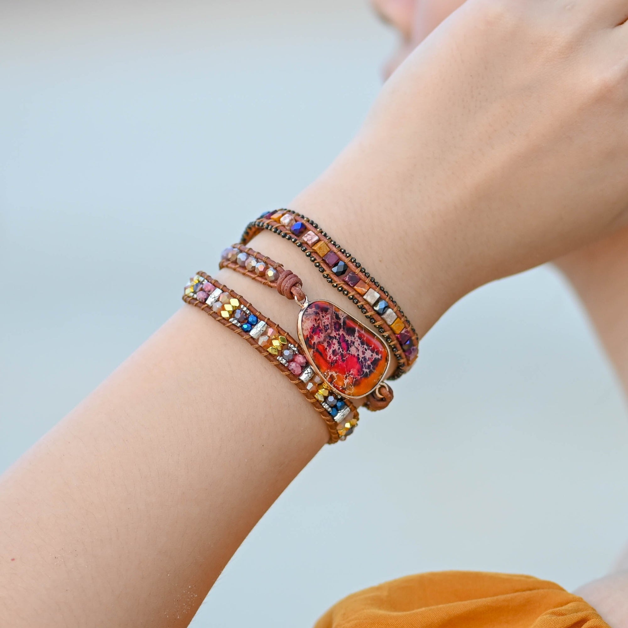 Imperial Jasper & Agate Wrap Bracelet | Alloy 3