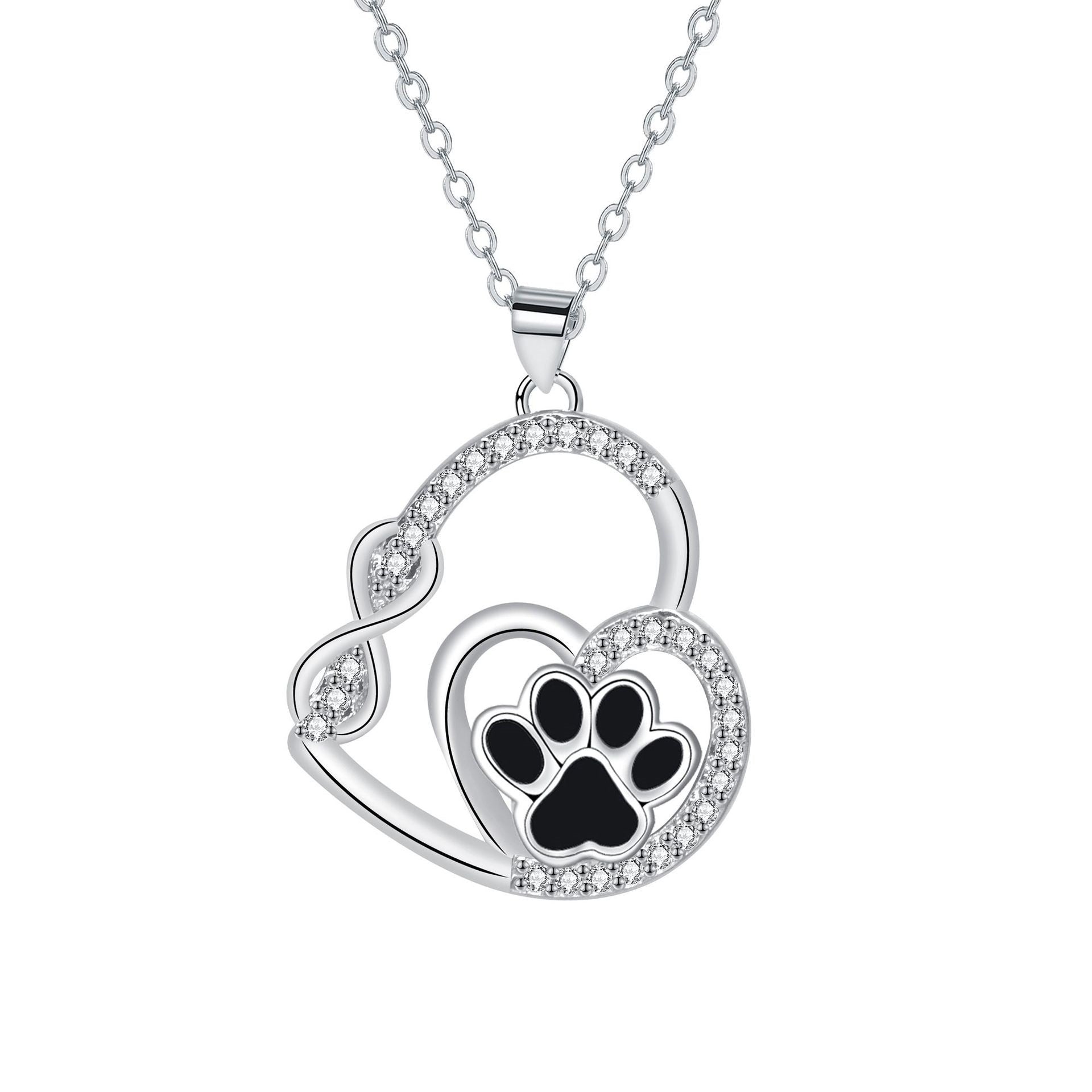 Infinite Love Paw Print Pendant Necklace | Silver 2