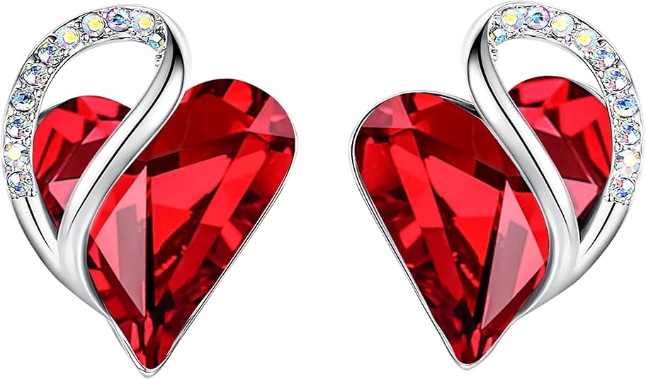 Infinity Heart Ruby Earrings | White Gold 0
