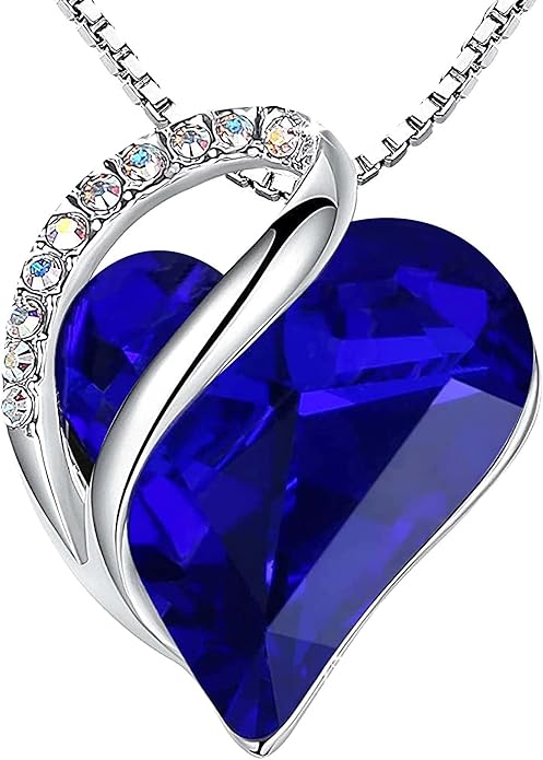Infinity Heart Sapphire Necklace | White Gold 0