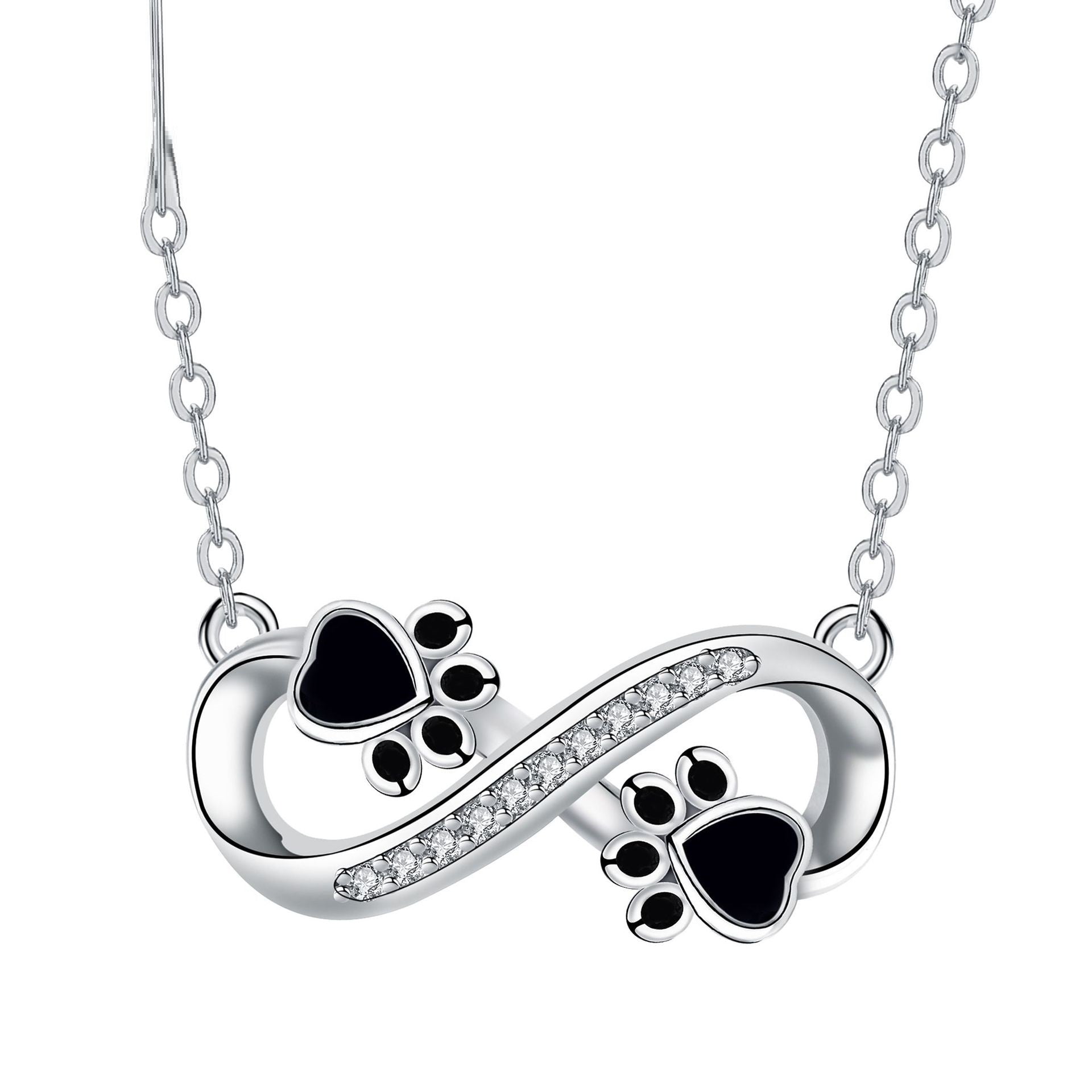 Infinity Paw Print Necklace | Silver 0