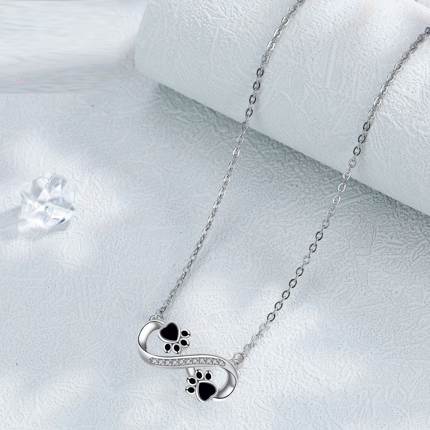 Infinity Paw Print Necklace | Silver 2