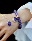 Intense Amethyst Heart Charm Bracelet | Gemstone 1