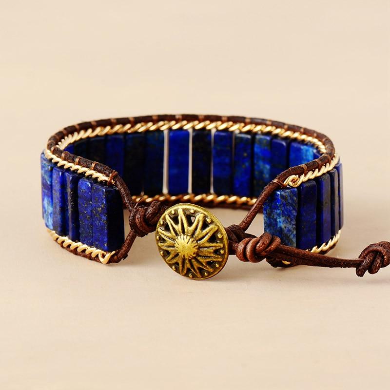 Intense Lapis Lazuli Protection Bracelet | Lapis and Leather 2
