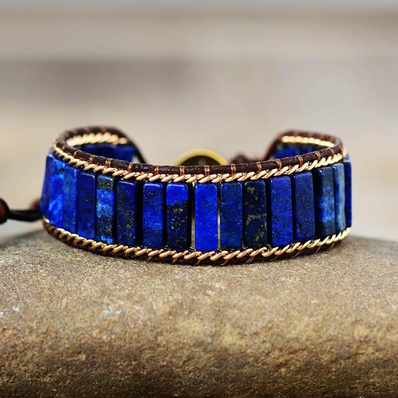 Intense Lapis Lazuli Protection Bracelet | Lapis and Leather 3