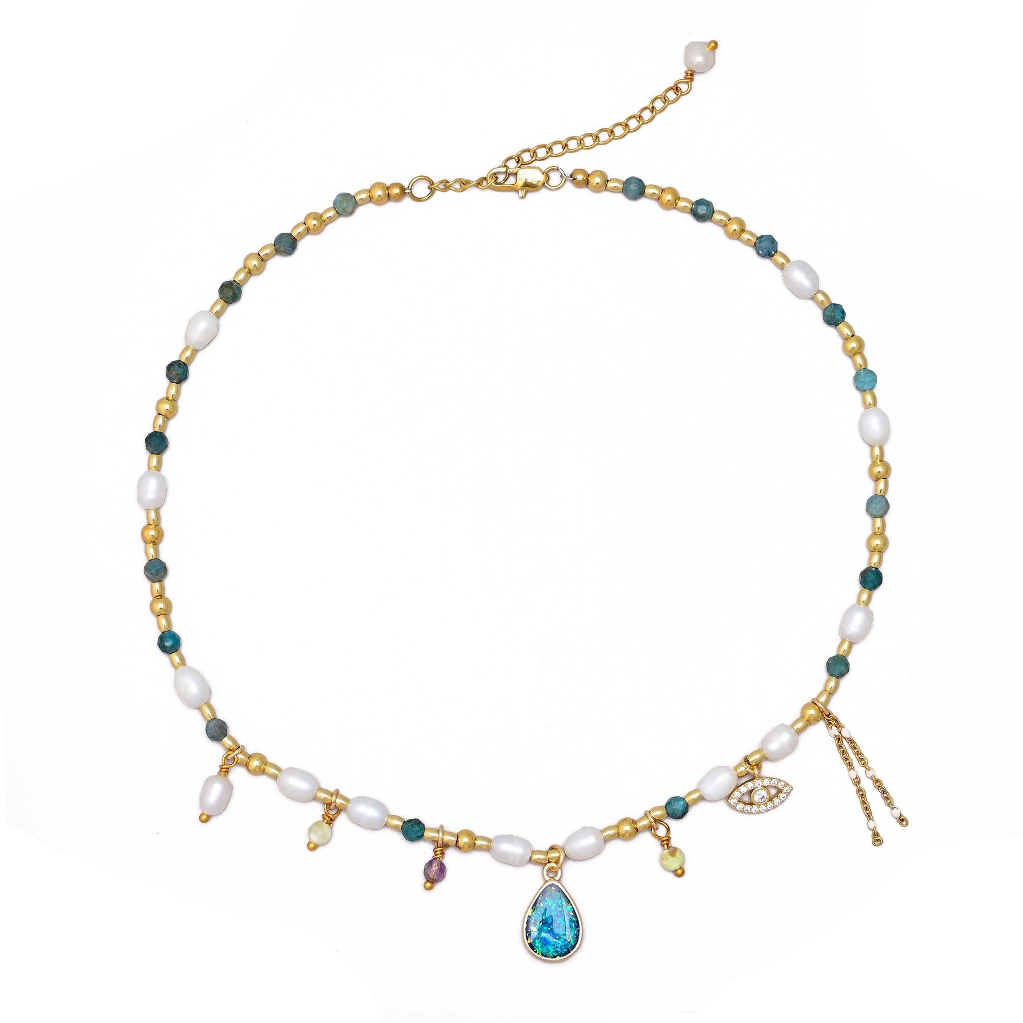 Intense Opal & Pearl Necklace | Stainless Steel 3