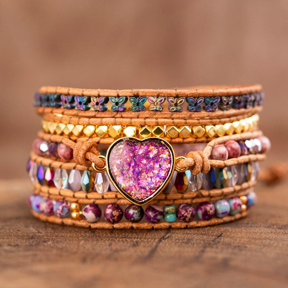Intense Pink Opal Wrap Bracelet | Copper 0