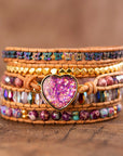 Intense Pink Opal Wrap Bracelet | Copper 0