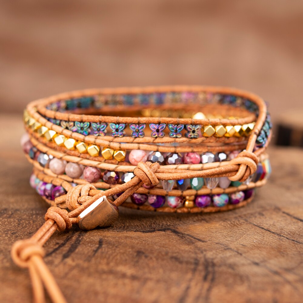 Intense Pink Opal Wrap Bracelet | Copper 1