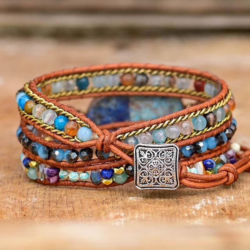 Jade Hamsa Wrap Bracelet | Genuine Leather 1