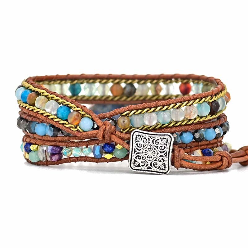 Jade Hamsa Wrap Bracelet | Genuine Leather 4