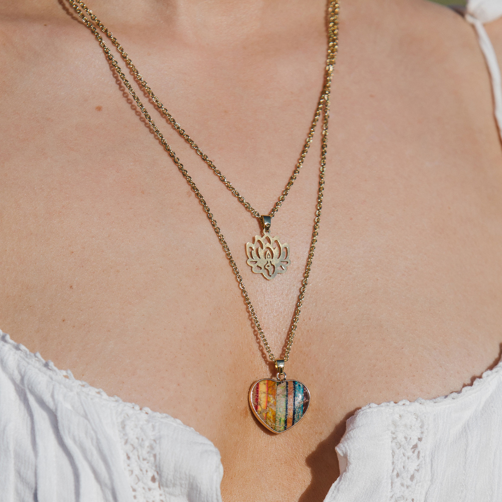 Jasper Love Lotus Necklace | Stainless Steel 2